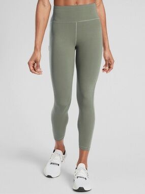 ATHLETA Ultimate Stash Pocket 7/8 Tight Sage Green Leggings Large